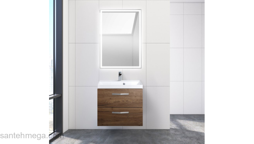 Тумба под раковину подвесная BELBAGNO AURORA-600-2C-SO-RT Rovere Tabacco. Фото