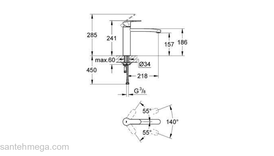 Смеситель для мойки GROHE Eurostyle Cosmopolitan 31124002. Фото