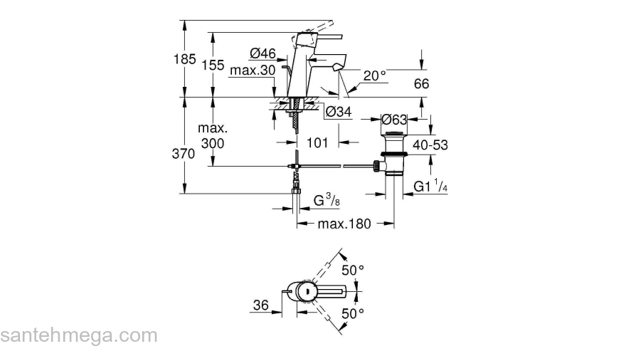 Смеситель для раковины GROHE Concetto 3220410E. Фото