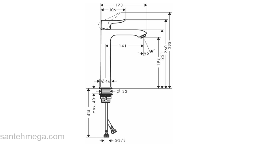 Смеситель Hansgrohe Metris для раковины 31185000, хром. Фото