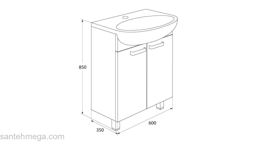 Тумба под раковину напольная IDDIS Harizma HAR60W2i95. Фото