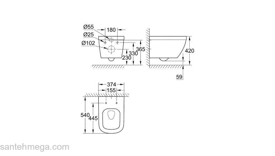 Унитаз подвесной GROHE Euro Ceramic 3932800H. Фото