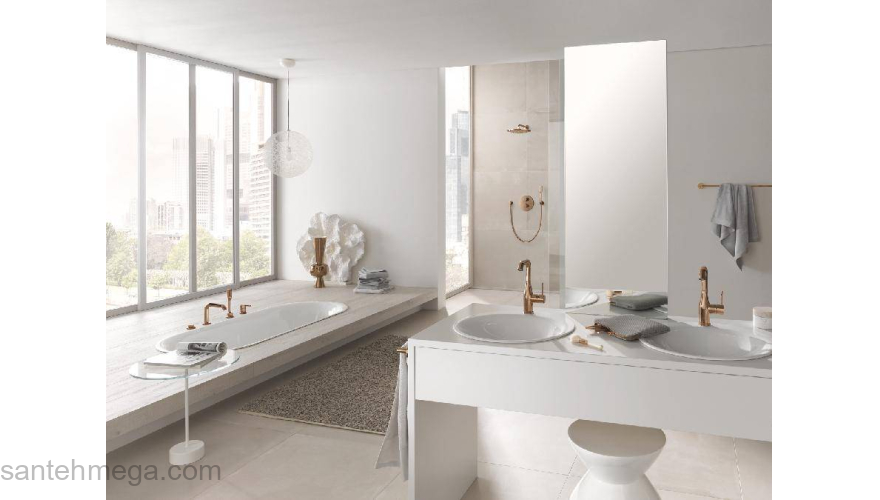 GROHE 32628DA1 Essence New Смеситель для раковины с высоким изливом, сливной гарнитур, цвет: теплый закат, глянец. Фото