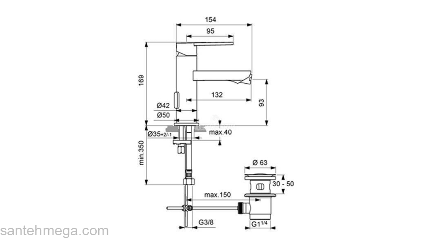 Смеситель для раковины IDEAL STANDARD Idealsmart B0459AA. Фото
