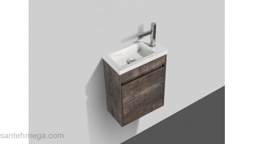 Тумба под раковину подвесная левосторонняя BELBAGNO PIETRA MINI-400-1A-SO-PT-L Stone. Фото