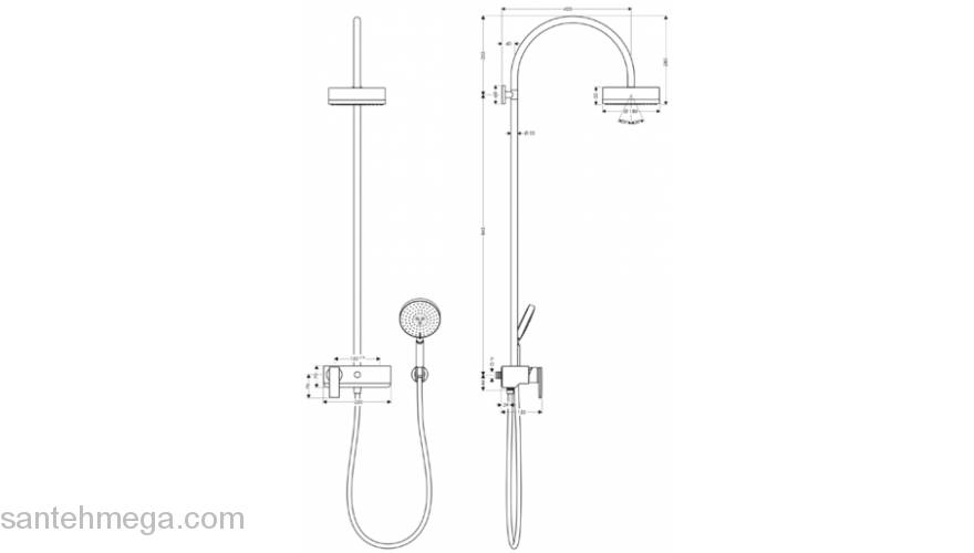 Душевой система AXOR Citterio Showerpipe 39620000. Фото