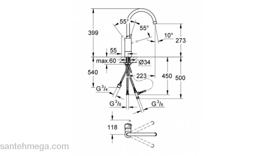 Смеситель для мойки GROHE Concetto New 32666001. Фото