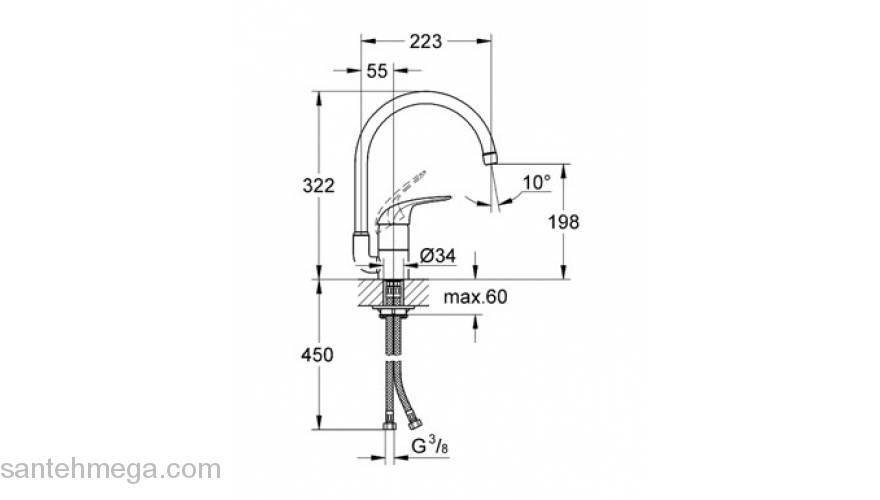 Смеситель для мойки GROHE Euroeco 32752000. Фото
