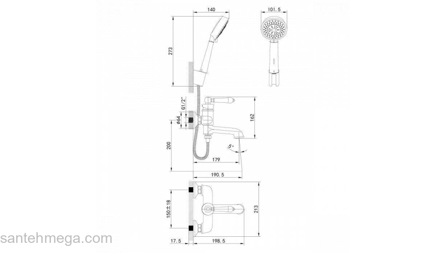 Смеситель для ванны с керамическим дивертором Oxford IDDIS OXFSB02i02. Фото