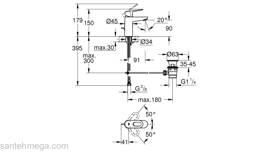 Смеситель для раковины GROHE BauLoop 23335000. Фото
