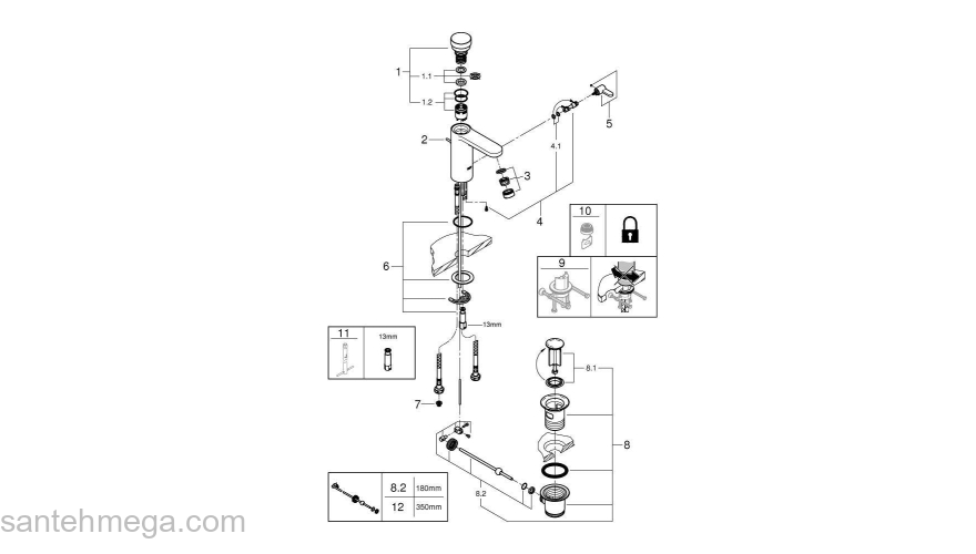 Смеситель для раковины GROHE Eurosmart Cosmopolitan 36318000. Фото