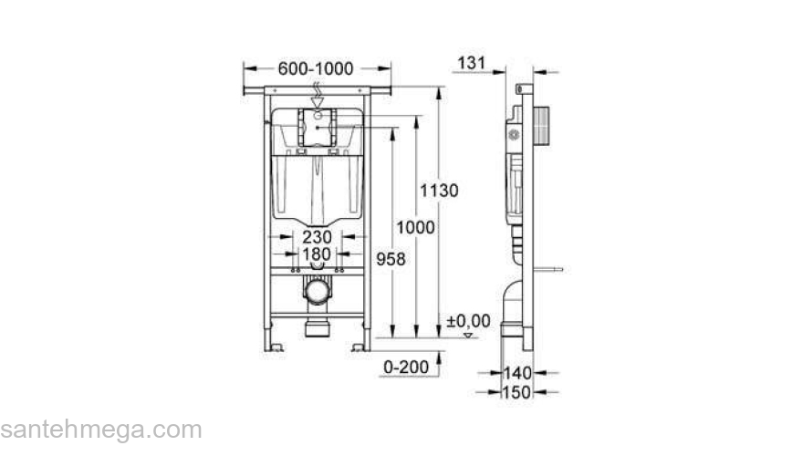 Инсталляция для подвесного унитаза GROHE Rapid SL 38588001. Фото