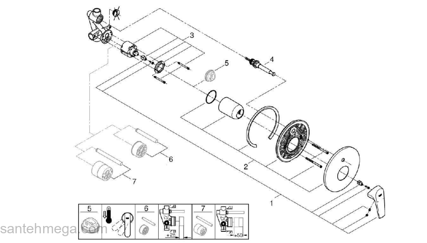 GROHE 29113000 BauFlow Смеситель для ванны, встраиваемый, со встроенным механизмом. Фото