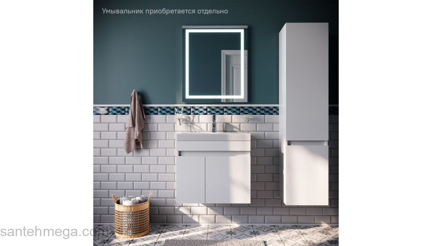 Тумба подвесная с дверцами белая 60 см Zodiac IDDIS ZOD6CD0i95 подходит ум. 3506000i28. Фото