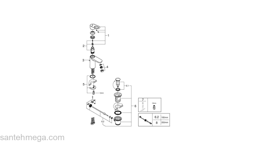 Смеситель для раковины GROHE BauLoop 23335000. Фото