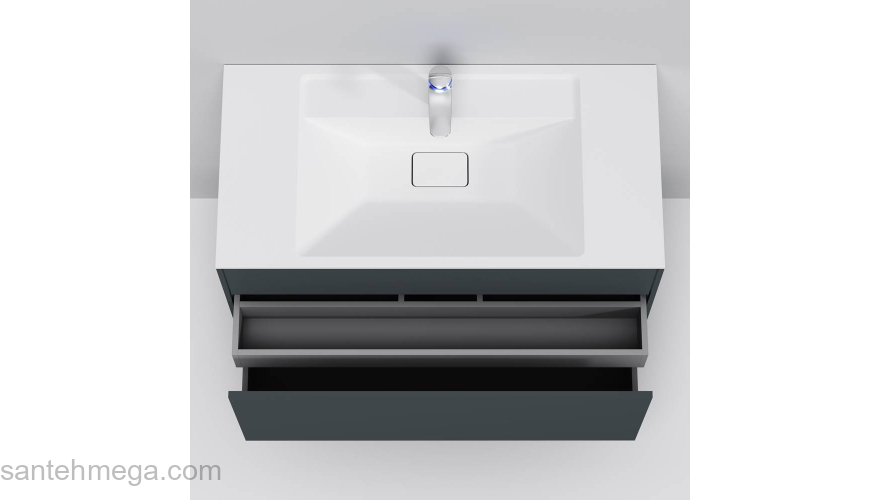 База под раковину подвесная 100 см, 3 ящика, графит матовый AM.PM Inspire 2.0 M50AFHX1003GM. Фото