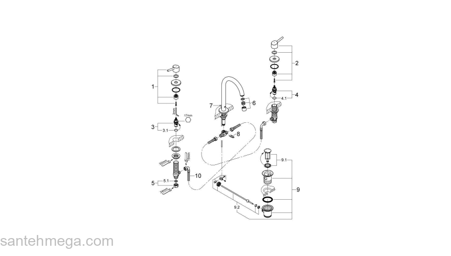 Смеситель для раковины GROHE Concetto 20216001. Фото