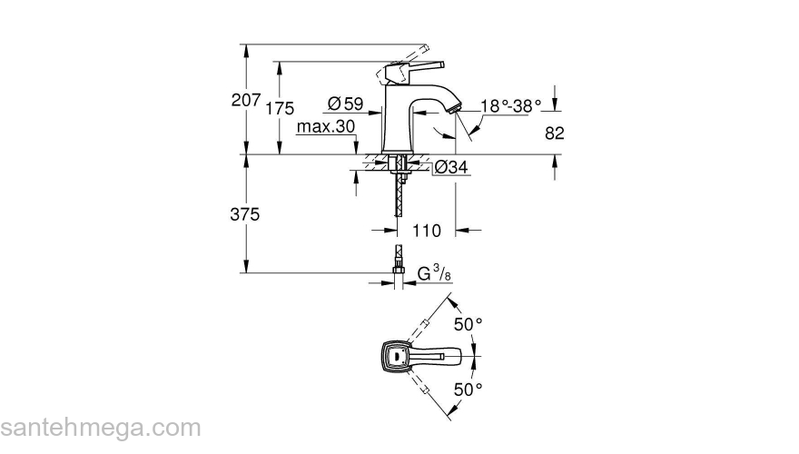 Смеситель для раковины GROHE Grandera 23310000. Фото