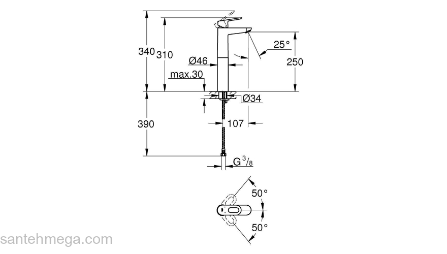 GROHE 23764000 BauLoop Смес.для рак,слив.гар, XL-Size. Фото