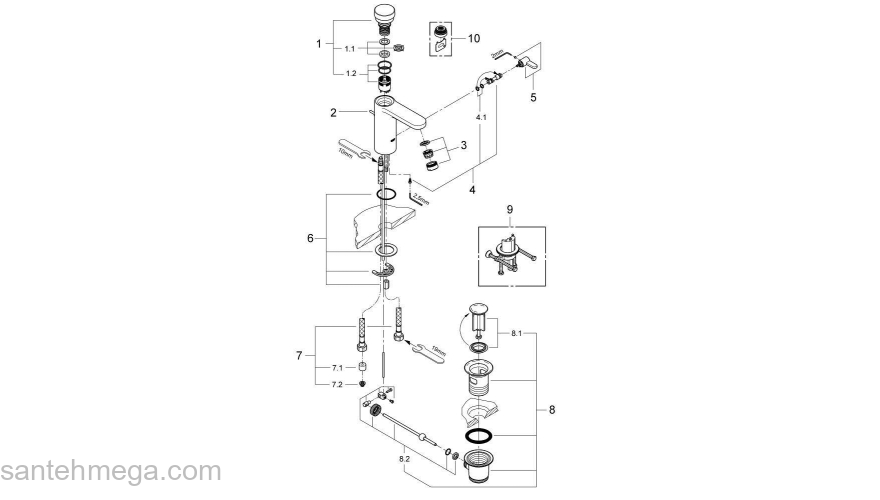 Смеситель для раковины GROHE Eurosmart Cosmopolitan 36318000. Фото