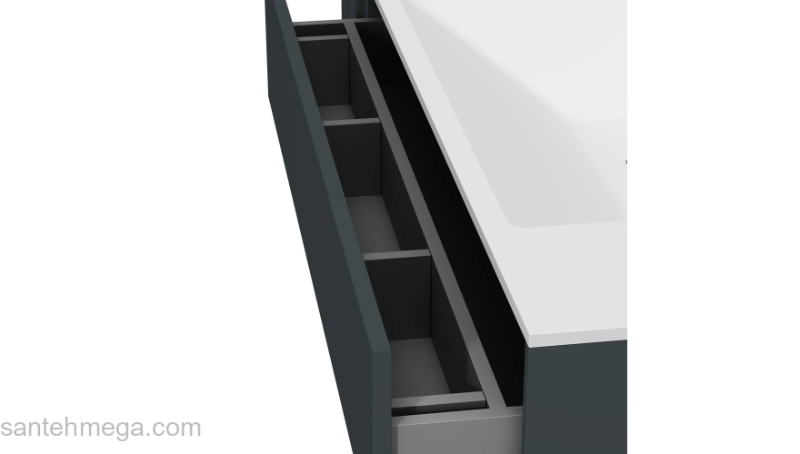 База под раковину подвесная 100 см, 3 ящика, графит матовый AM.PM Inspire 2.0 M50AFHX1003GM. Фото