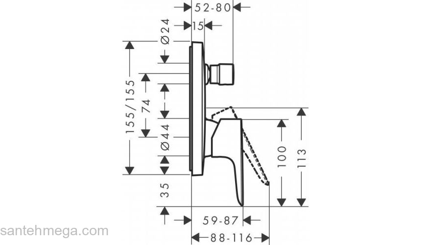 Смеситель для ванны с душем Hansgrohe Talis E 71745700. Фото