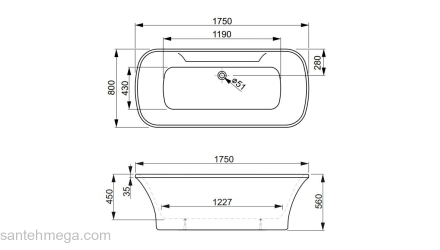 Акриловая ванна VAGNERPLAST BLANCA WT 175 VPBV175BLA7WTX-01. Фото
