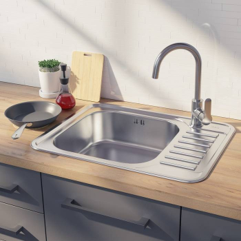 Мойка нержавеющая сталь сатин чаша слева 650*500 Basic IDDIS BAS65SLi77. Фото