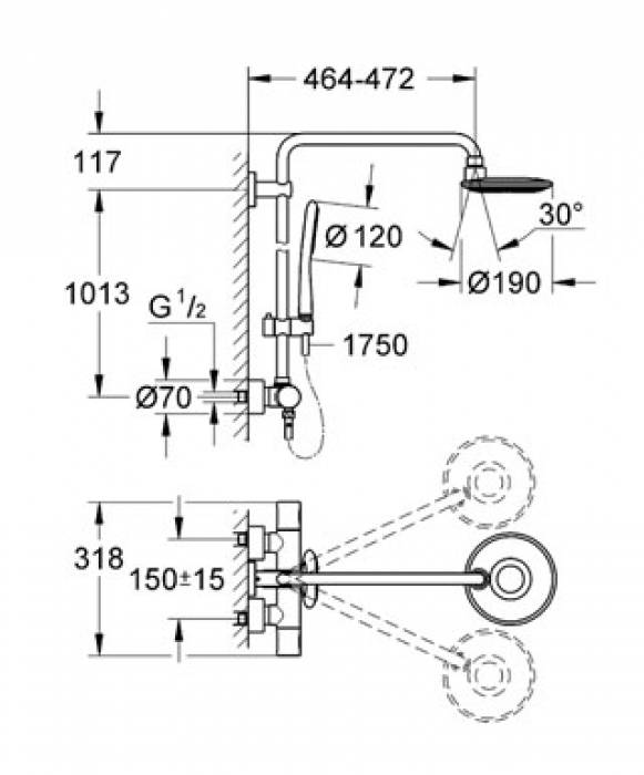 Душевая система GROHE Rainshower System Icon 27417000. Фото