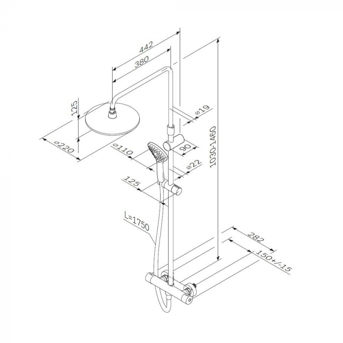 Душевая система ShowerSpot с термостатом AM.PM Gem F0790410. Фото