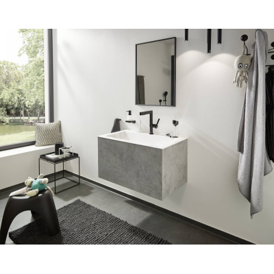 Диспенсер для жидкого мыла AddStoris Hansgrohe 41745670, матовый черный для ванной комнаты. Фото