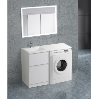 Тумба под раковину для стиральной машины BELBAGNO KRAFT-LVD-580/1200-2C-PIA-BO Bianco Opaco. Фото