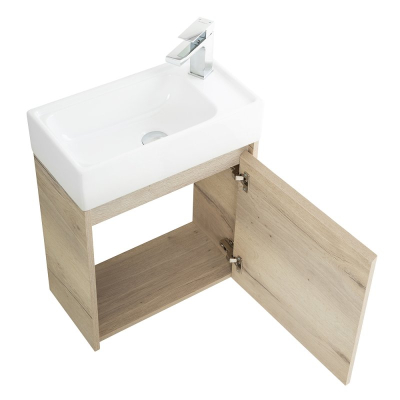 Тумба под раковину подвесная правосторонняя BELBAGNO KRAFT MINI-500/260-1A-SO-RGB-R Rovere Galifax Bianco. Фото
