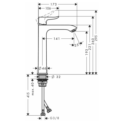 Смеситель Hansgrohe Metris для раковины 31185000, хром. Фото