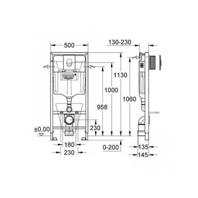 Инсталляция для подвесного унитаза GROHE Rapid SL 38584001. Фото
