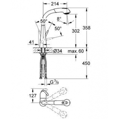 Смеситель для мойки GROHE Zedra 32553000. Фото