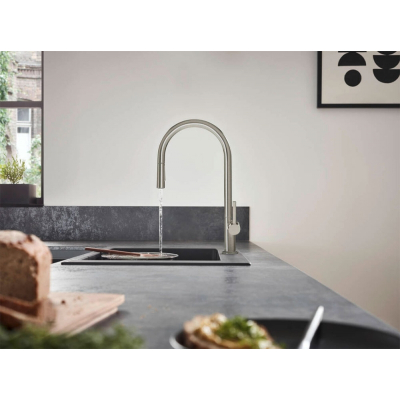 Смеситель для кухни с вытяжным душем Hansgrohe Talis M54 72802670, черный матовый. Фото