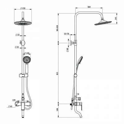 Смеситель для ванны с верхним душем Edifice IDDIS EDISB3Fi06. Фото