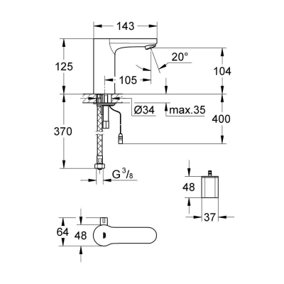 Смеситель для раковины GROHE Eurosmart Cosmopolitan 36327000. Фото