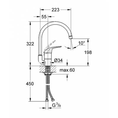 Смеситель для мойки GROHE Euroeco 32752000. Фото