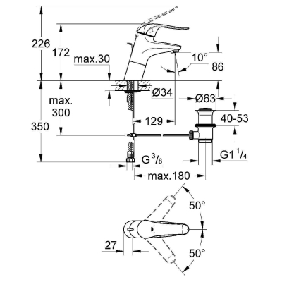 Смеситель для раковины GROHE Euroeco Special 32766000. Фото