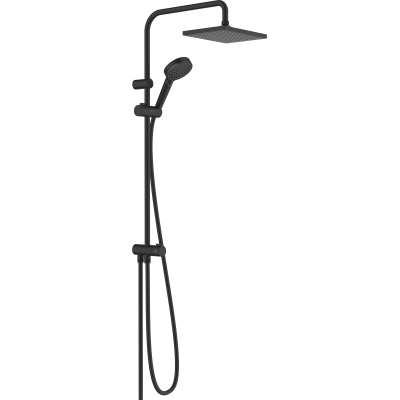 Душевая система Showerpipe 230 1jet Reno EcoSmart Hansgrohe Vernis Shape 26289670, матовый черный. Фото