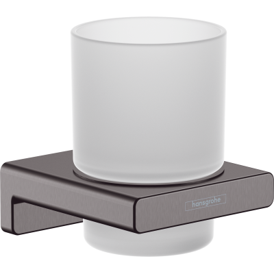 Стакан для зубных щеток AddStoris Hansgrohe 41749340, шлифованный черный хром для ванной комнаты. Фото