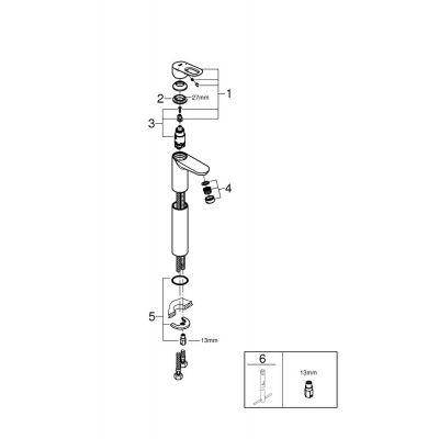 GROHE 23764000 BauLoop Смес.для рак,слив.гар, XL-Size. Фото